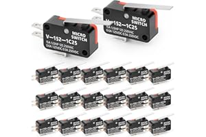 QCDENG 20PCS Micro Switch, 1NO 1NC SPDT 15A 125/250VAC Straight Hinge Lever Arm Switch for Electronic Equipment V -152-1C25