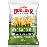 Boulder Canyon Avocado Oil Salt &amp; Pepper Chips, 5.25 oz Bag | Canyon Cut chips cooked in real avocado oil; bold salt and pepper seasoning