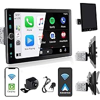 Alondy Single Din Car Radio Touchscreen (10.4" Rotatable) Compatible with [Wireless] Apple CarPlay Car Stereo Bluetooth USB A