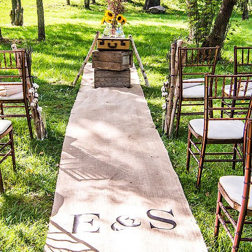 Weddingstar Burlap Aisle Runner with Borders