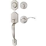 Amazon Basics Handleset with Shelby Lever - Single Cylinder - Satin Nickel