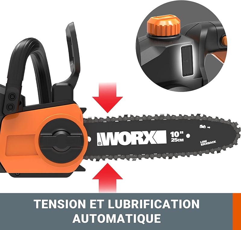 Tronçonneuse sans fil 20V WG322E.9 guide 25 cm