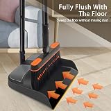 JEHONN Dustpan and Brush Set Long Handle 138cm 180° Swivel Orange Black view 6