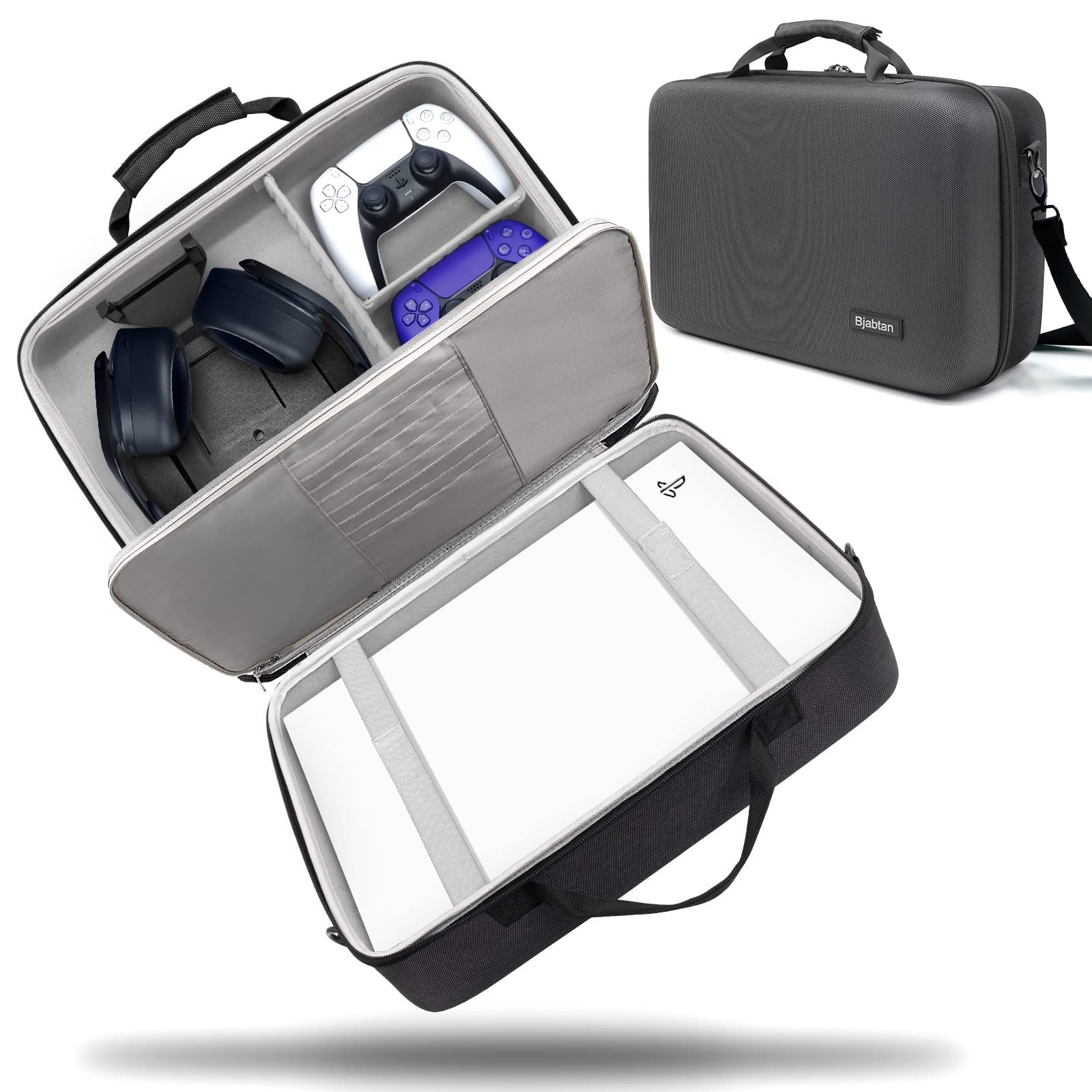 Carrying Case for PS5, Hard Shell Travel Protective PS5 Storage Bag Compatible with Playstation 5 and Playstation 5 Digital Edition,Pro Controller,Headset, Host Base,Game Cards and Gaming Accessories