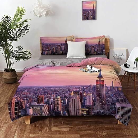 100 Cotton 3pcs New York City Single Twin Quilt Duvet Cover Bedding Set Linens New York Bedroom Duvet Cover Sets Bed Linen Sets