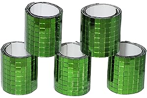 Yeehlmer Glass Mirror Disco Tiles 2400Pcs, 5 x 5 mm Self-Adhesive Mirror Tiles for Craft Decoration Disco Ball, Mini Mosaic Tiles for Party Decor DIY(Green)