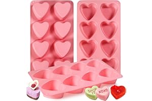 Sidosir 3Pcs Large Heart Shaped Muffin Pan Silicone Mold, 8-Cavity Chocolate Cover Molds for Valentine's Day Mini Cake, Jelly Pudding, Handmade Soap