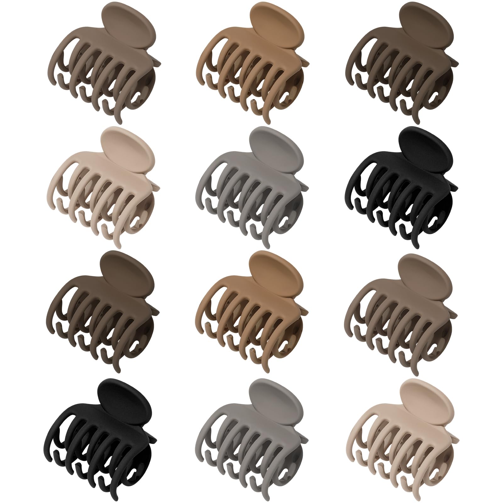 Kajeer 12 Pcs Small Hair Clips for Women Girls Kids - 1.57" Matte Mini Claw Hair Clips Non-Slip Cute Claw Clips for Fine Hair Strong Hold Hair Clamps