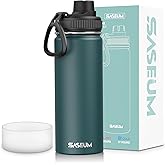 SASEUM Kids Sport Water Bottle 18oz Stainless Steel Double Wall Vacuum Thermal Mug with Leak Proof Spout Lids, Wide Mouth Metal Insulated Water Jug for Gym and Travel,Blue
