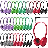 Flutesan 30 Pack Wired Headphones, Adjustable On Ear Headphones with Stereo, Earbuds for Schools, Laptop, Travel, Plane, Tablet(Multi-Colors)
