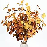 Bessol Fall Decorations Artificial Eucalyptus Stems 5Pcs Fall Eucalyptus Plants Autumn Decorations for Home Table Centerpieces Fake Fall Stems for Farmhouse Kitchen Floral Arrangements Decor