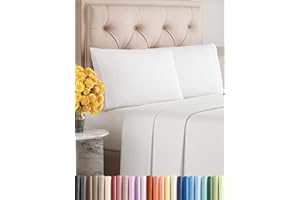 Sleepy Town Queen Size Bed Sheets - 4 Piece - Queen Sheet Set - Extra Soft, Comfy & Cooling - Easy Care - Shrinkage, Wrinkle & Fade Resistant - Brushed Microfiber - Deep Pocket Bed Sheets (White)