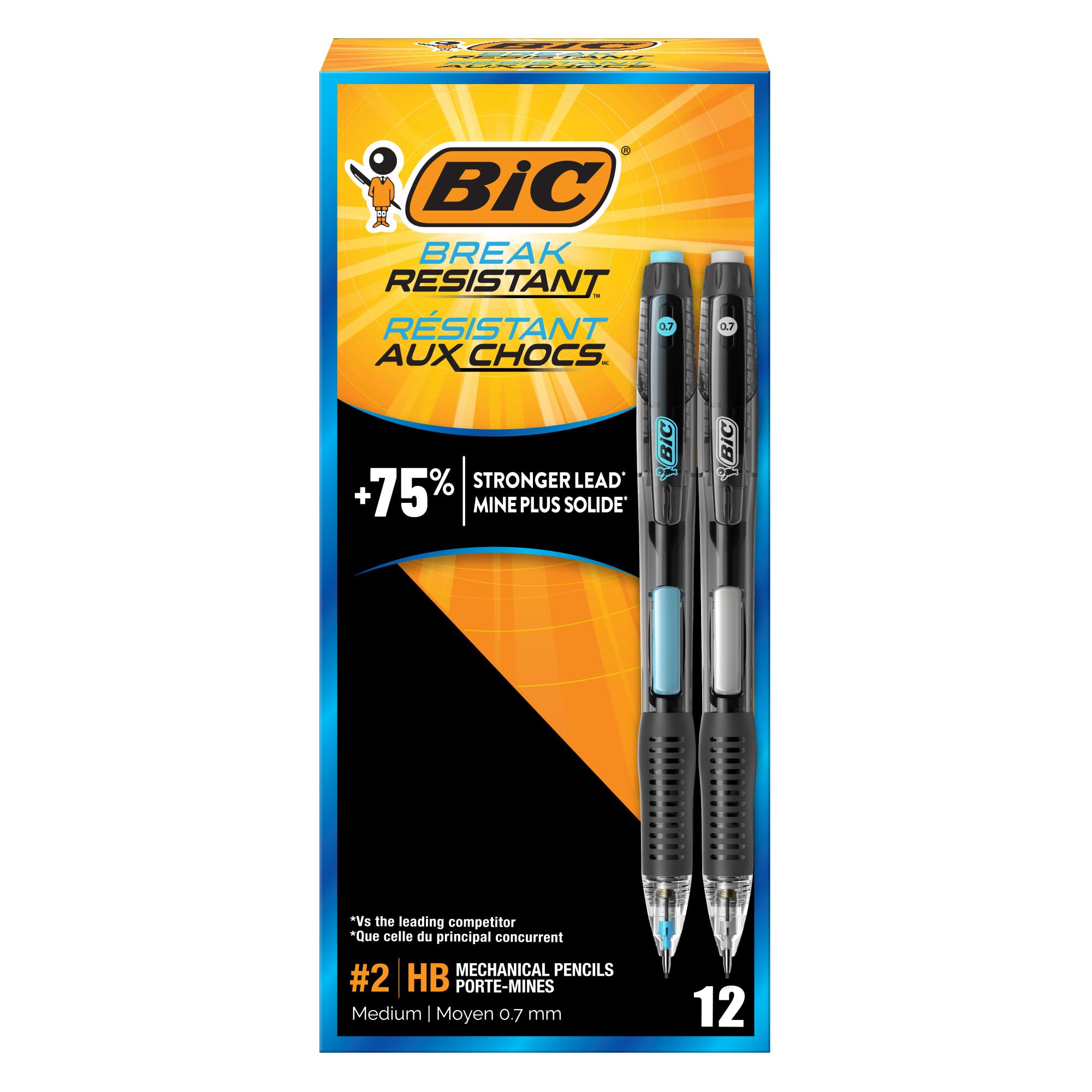 Photo 1 of **ONLY 9****BIC Break Resistant Mechanical Pencils with Erasers, No. 2 Medium Point (0.7mm), 12-Count Pack of Pencils for School or Office Supplies