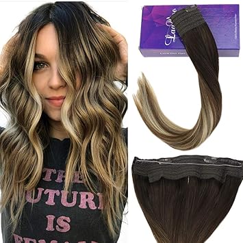 Laavoo 40cm 80gr Extensiones De Cabello Balayage Ombre 3624 Rubio Gris A Rubio Ligero Y Rubio Platino Halo On Extensiones De Mujer Pelo Natural Con