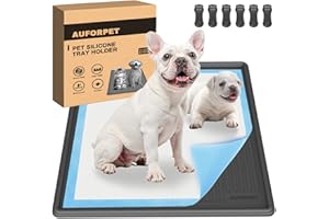 AUFORPET Pee Pad Holder, Puppy Pad Holder, 24" x 24" Heavy Silicone Pee Tray Mat for Dogs with Clips, Reusable, High Edge, Leak-Proof Toilet Training Pad for Potty, Doggy Baby, Cat, Rabbit Pets