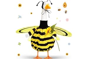 FuWeave Spring Bee Goose Outfit Lawn Porch Goose Clothes with Wings 23" Spring Bee Outdoor Patio Yard Lawn Art Decoration
