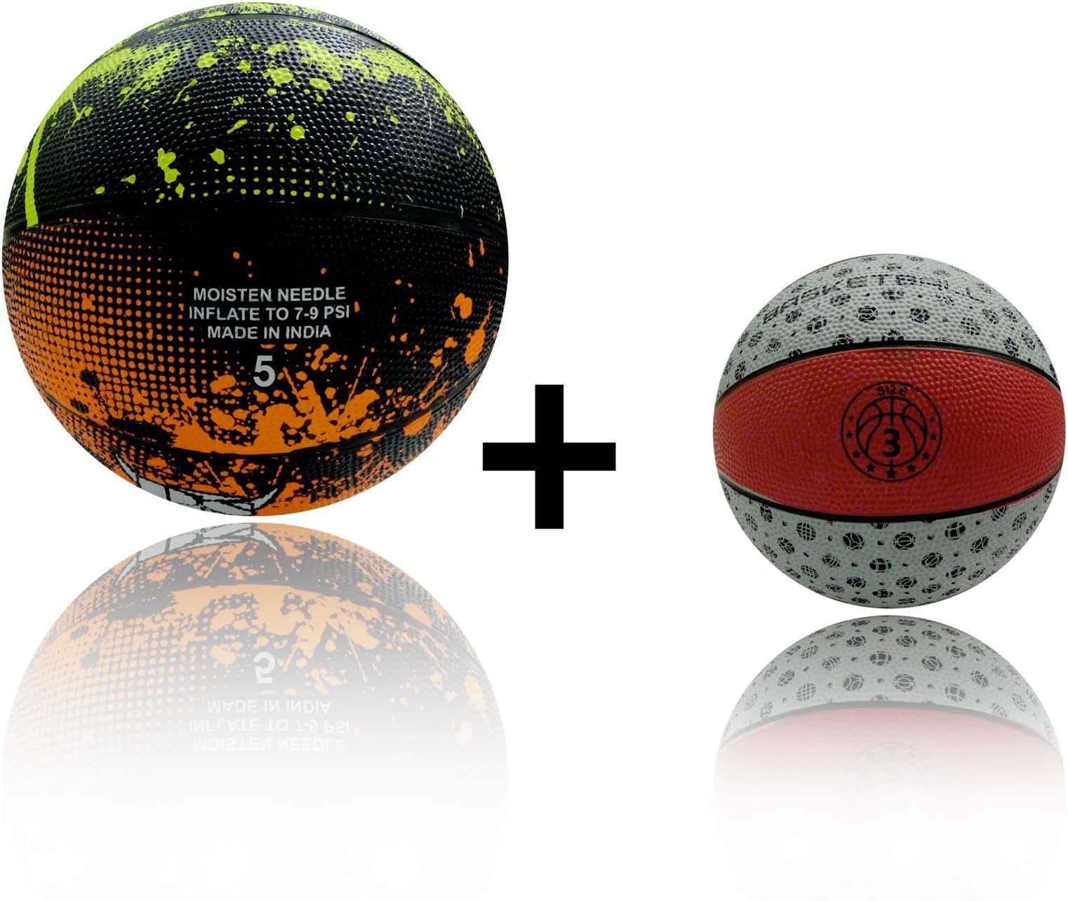 PS PILOT Multicoloured-5 and red/White-3 (Kids) Basketballs Combo (Basketball Size 5 + Basketball Size 3)