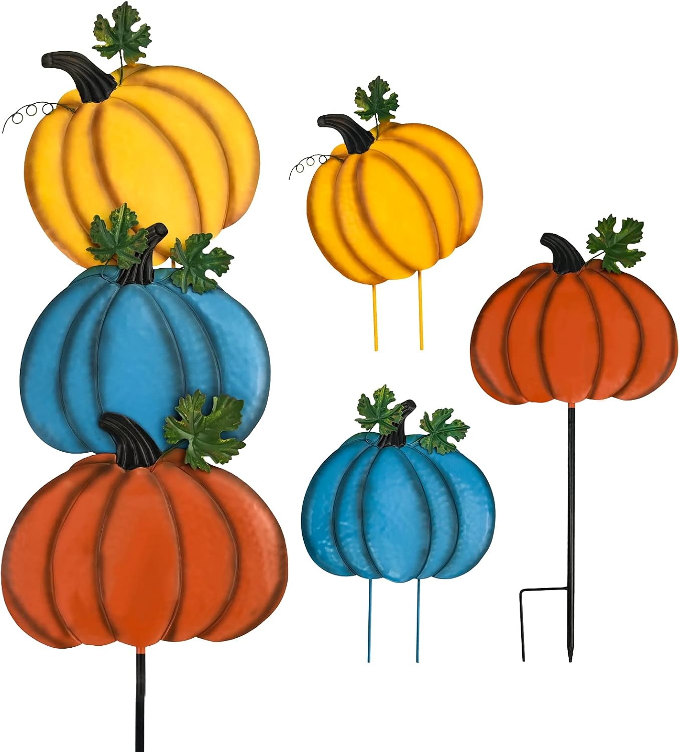 Decorative Garden Stakes - Thanksgiving Decorations Fall Pumpkins Yard Stake Rustic Stacked 3 Pumpkin (Style-B)