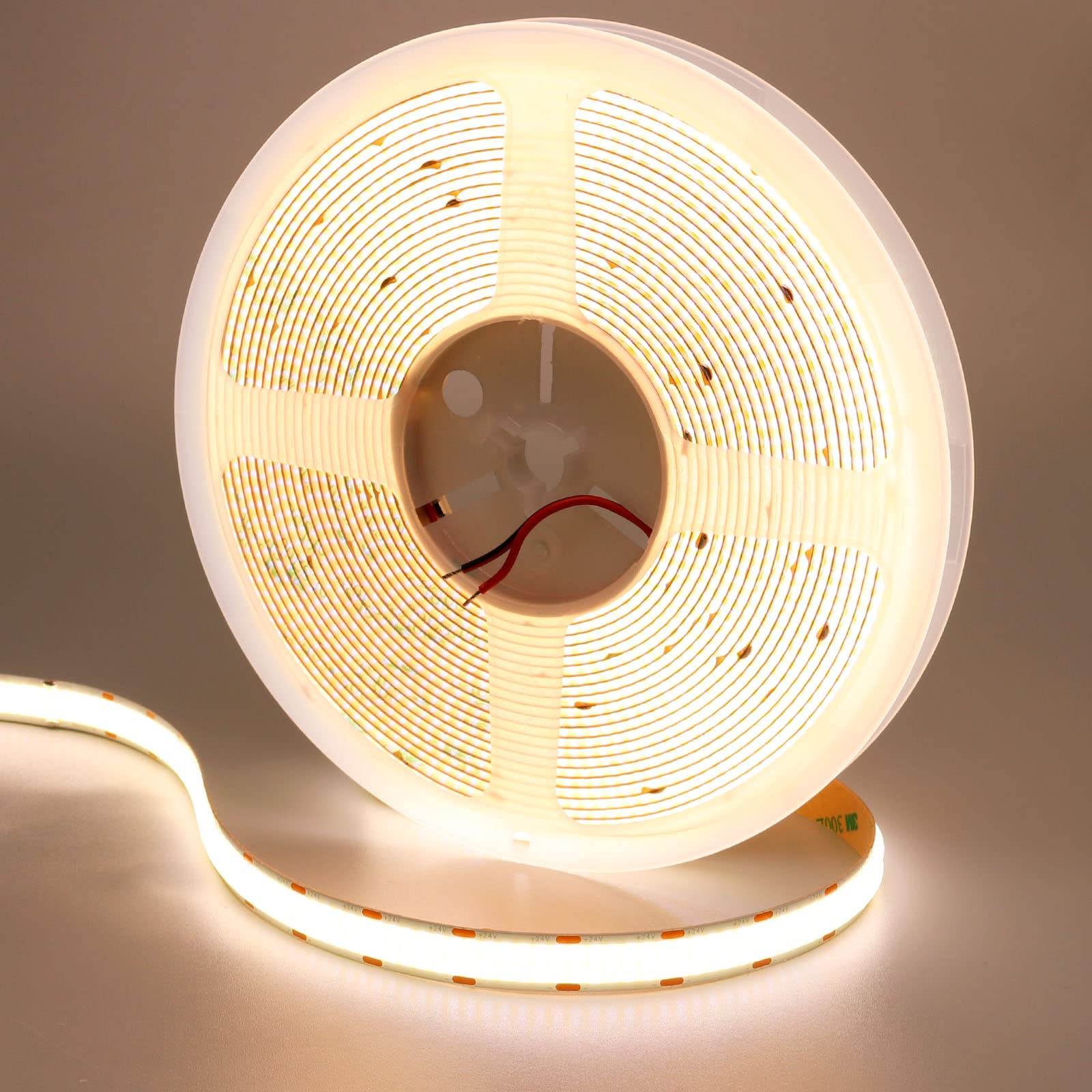 GOMING 32.8ft(10M) 24V Double Row COB LED Strip Light Natural White 4000K 6000LEDs CRI 93+ 20000lm Uniform Glow Dotless Not Waterproof IP20 Flexible LED Tape Lights for DIY Home Decor(No Power Supply)