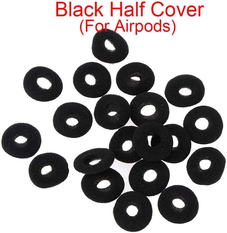 40 PCs Soft Foam Replacement Soft Earphone Foam Cover Sponge Ear Pad Airpods Earpods Anti Slip Sponge Earpad,Black Half Cover