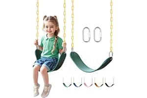 LITTLE DOVE Heavy Duty Swing Seat, 66" Rust-Resistant Chains with 30" PPC-Coated Section, Swing Set Accessories Replacement with Quick Links, Kids Swings Supports 330 lbs for Outdoor Playground, Green
