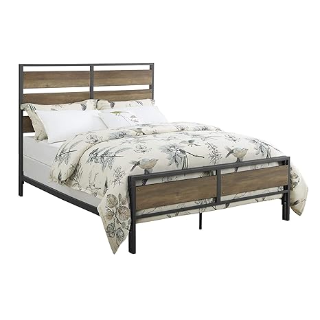 Amazon.com: Delacora Bexar Queen - Cama de madera y metal ...