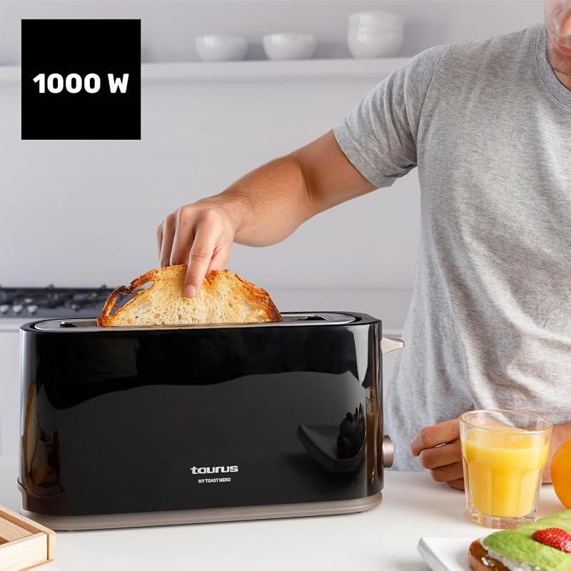 - Tostapane Mytoast Nero 1000W | 7 Livelli di Tostatura | Fessura Extra Lunga 26x3.8 | Autocentramento | Vassoio Raccoglibriciole | Elevazione Extra | Avvolgicavo | Piedini Antiscivolo — foto 2 di 8
