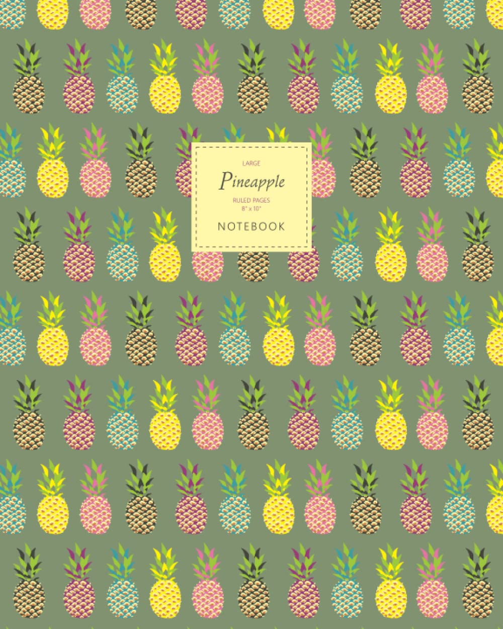 Pineapple Notebook - Ruled Pages - 8x10 - Premium: (Avocado Edition) Fun notebook 192 ruled/lined pages (8x10 inches / 20.3x25.4 cm / Large Jotter) — image 1