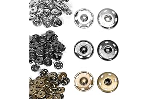 UOIENRT 60 Sets/120 PCS Snap Fasteners, 3 Colors Metal Press Studs Sew on Snap Button for Clothes Sewing Craft, Black, Silver