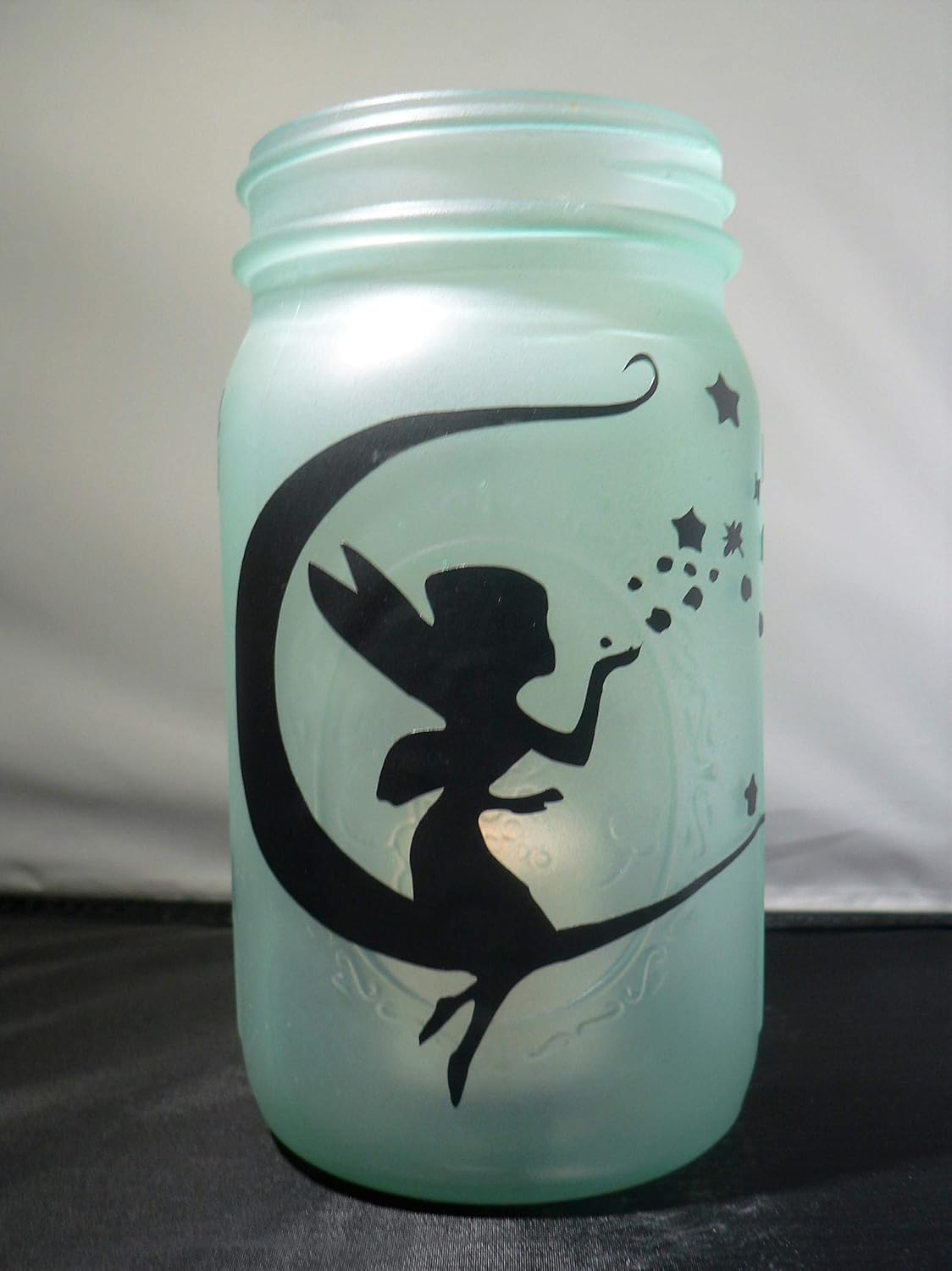Mason Jar Fairy Silhouette Candle Holder Handmade