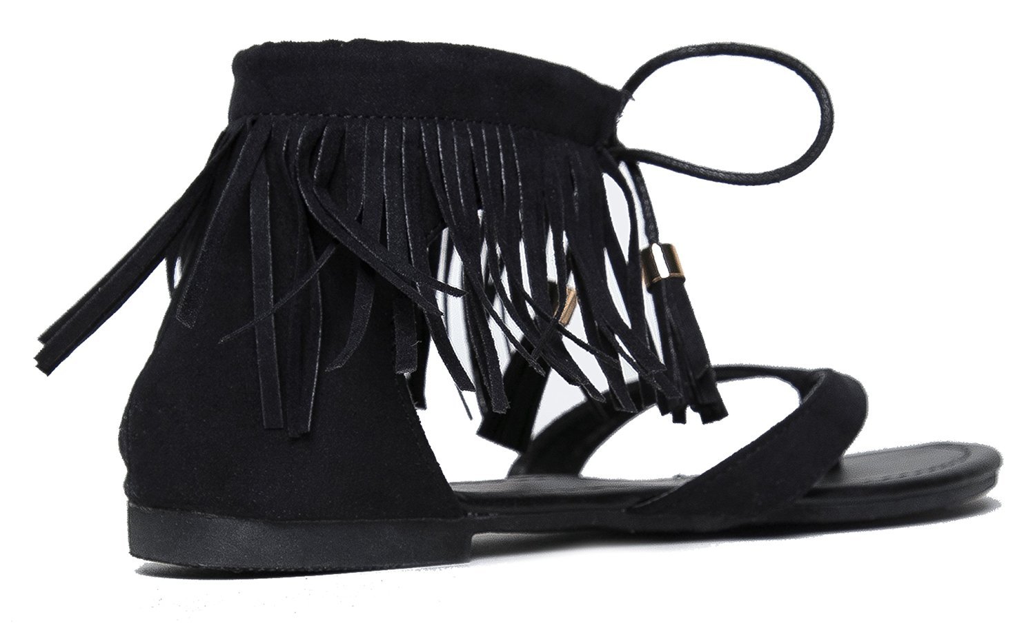 Olivia K Women’s Fringe Lace Up Gladiator Thong Flat Sandals-Casual Dress Low Flat Heel-Great Comfort & Style - Image 4
