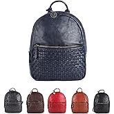 VILENCA HOLLAND Genuine Leather Backpack for Men, Casual Backpack for Women Office Bag with Adjustable Shoulder Strap (VL-054-NAVY)