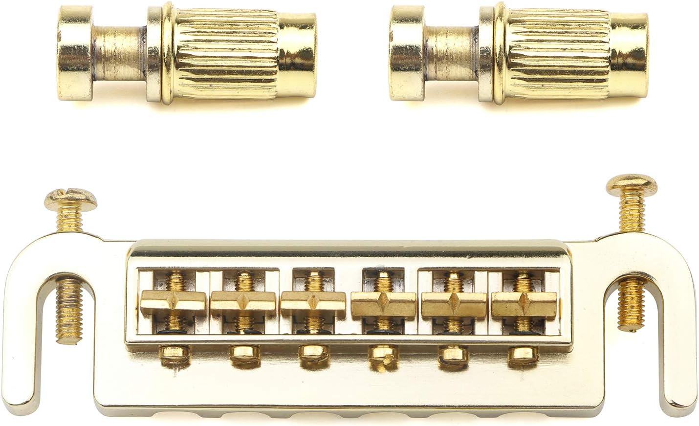Unxuey Gold Electric Guitar Bridge Tailpiece Tune-O-Matic Wraparound Adjustable Bridge 6 String Tailpiece for Les Paul Style