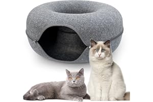 MARUNDA Cat Tunnel Bed, Large Cat House for Pet Cat Cave Bed, Detachable Round Felt & Washable Interior Cat Play Tunnel