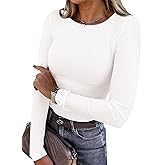 PRETTYGARDEN Women 2026 Fall Clothes Long Sleeve Shirts Ribbed Knit Fitted Basic Tee Going Out Tops Underscrub Casual Outfits