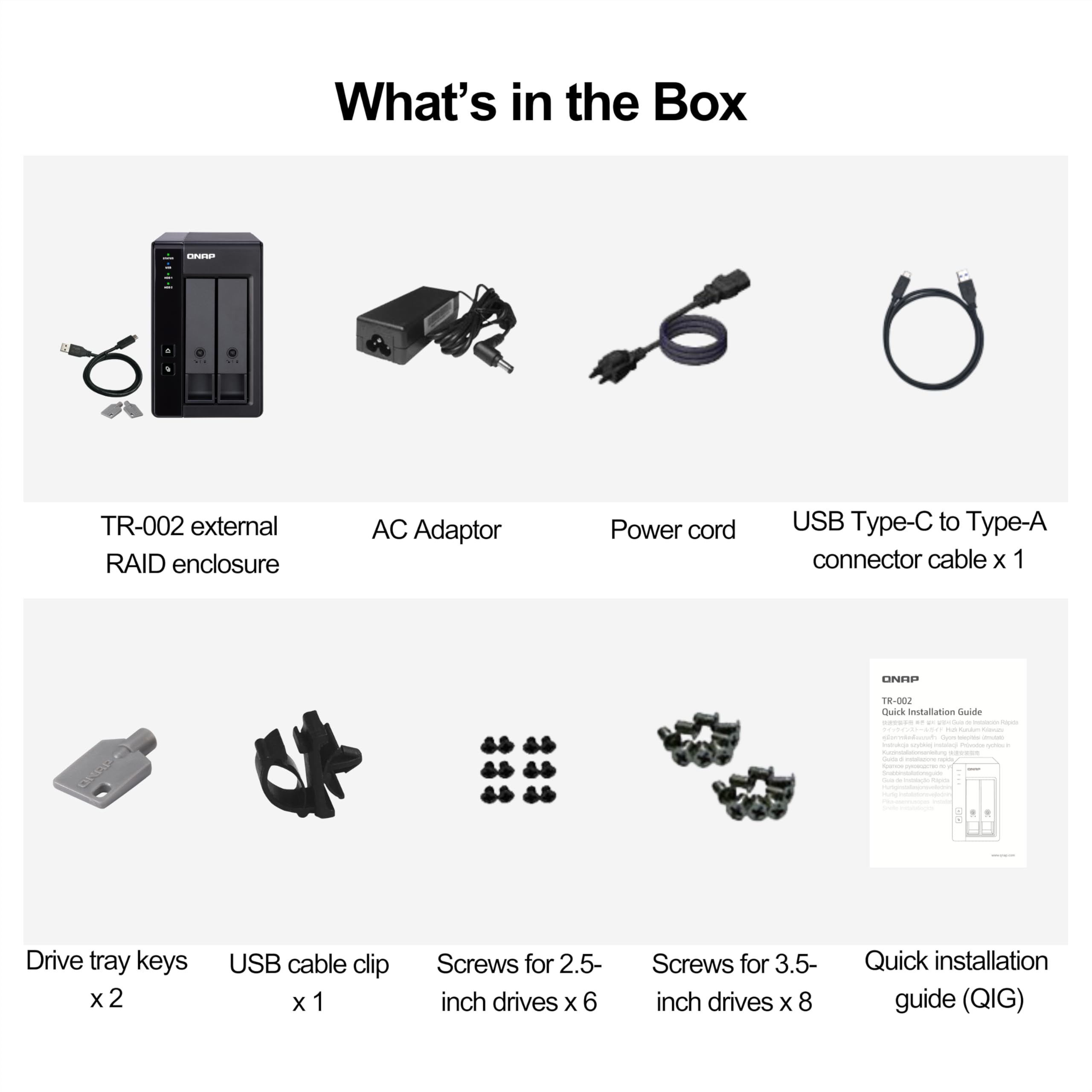 QNAP TR-002-A-US 2 Bay USB Type-C Direct Attached Storage (DAS) with Hardware RAID (Diskless)