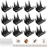 Yaocom 12 Pcs Anti Climb Spikes Security Fence Wall Metal Outdoor, Mountain | Intruder Deterrent with Screws for Gate Railing Roof, Pointed Design, Bird Cat Prevention, Durable Metal Home Protection