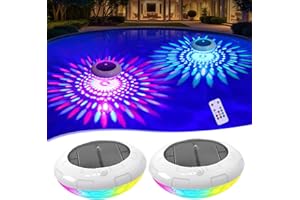 Cootway Floating Pool Lights w/Remote, 6.5 Inch RGB Solar Pool Lights That Float with 9 Dynamic Lighting, IP68 Waterproof Pool Floating Light, Hangable Solar Floating Light for Pools Party Garden(2)