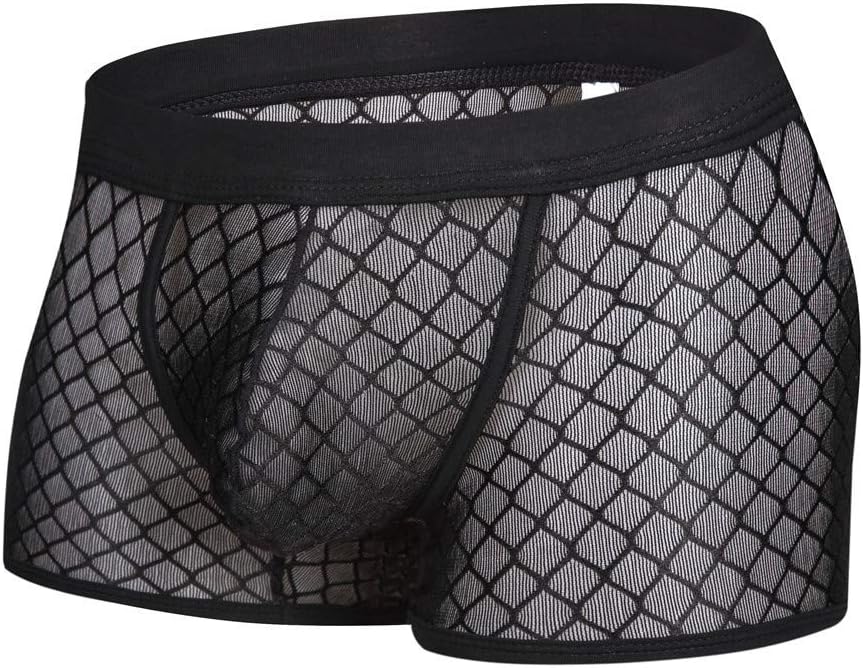 Leories Men's Boxer Briefs, Soft Mesh Underpants See-Through Underwear