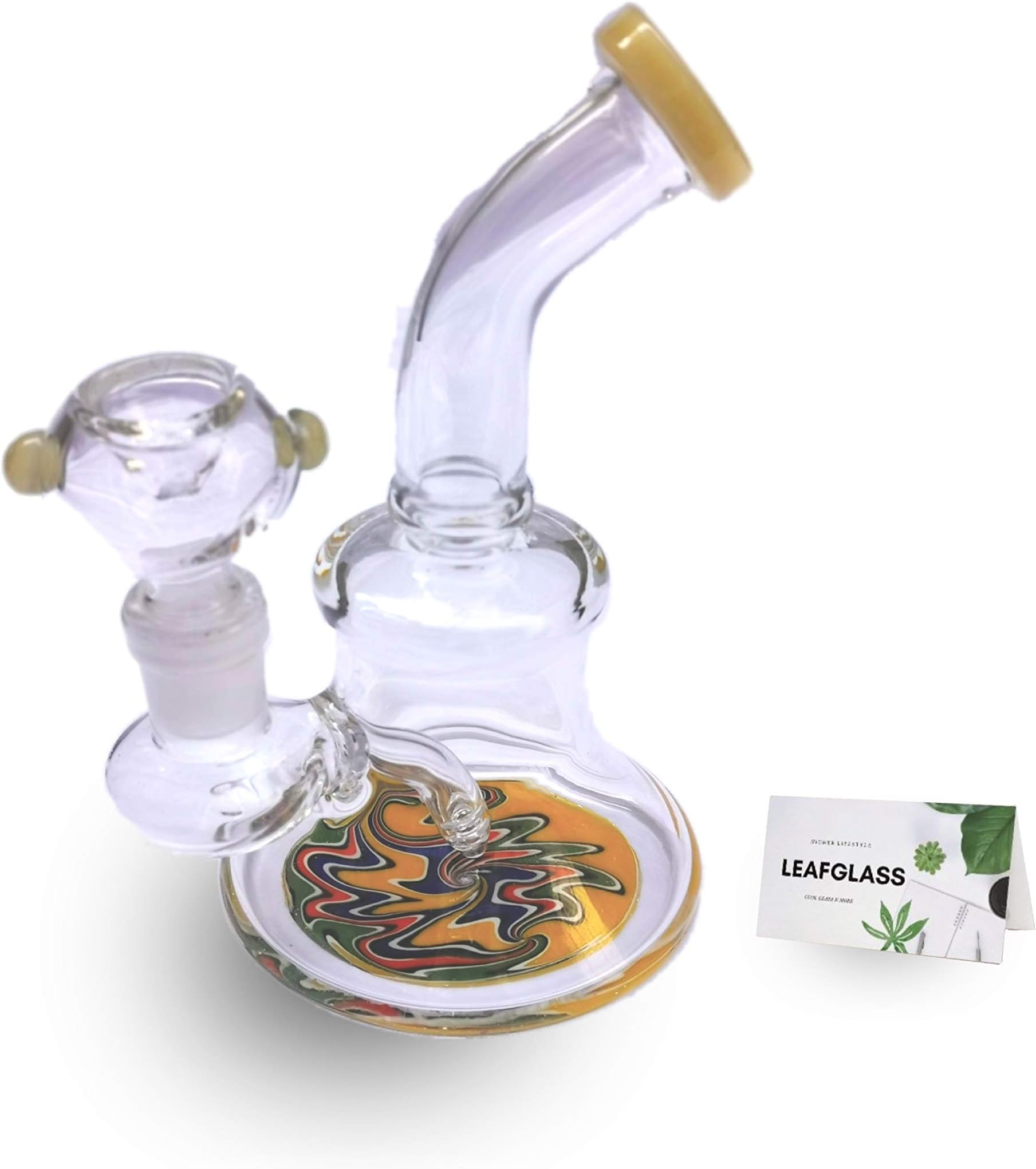 LeafGlass 8 inch Color Glass Bong Waterpipe with Bow for Smoking. Higher Lifestyle Collection