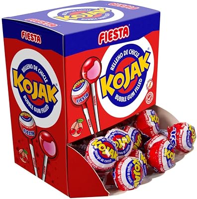 Rebuçado Kojak com Pau de Sabor a Cereja Recheado com pastilha elástica - Caixa de 20 unidades