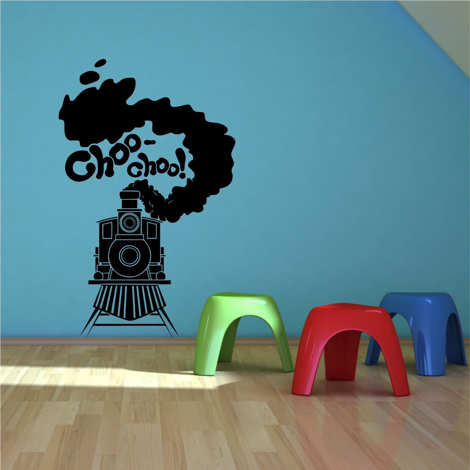 Steam Train Toy Track Boys Bedroom Wall Art Sticker Decal Transfer Stencil Mural WSD727