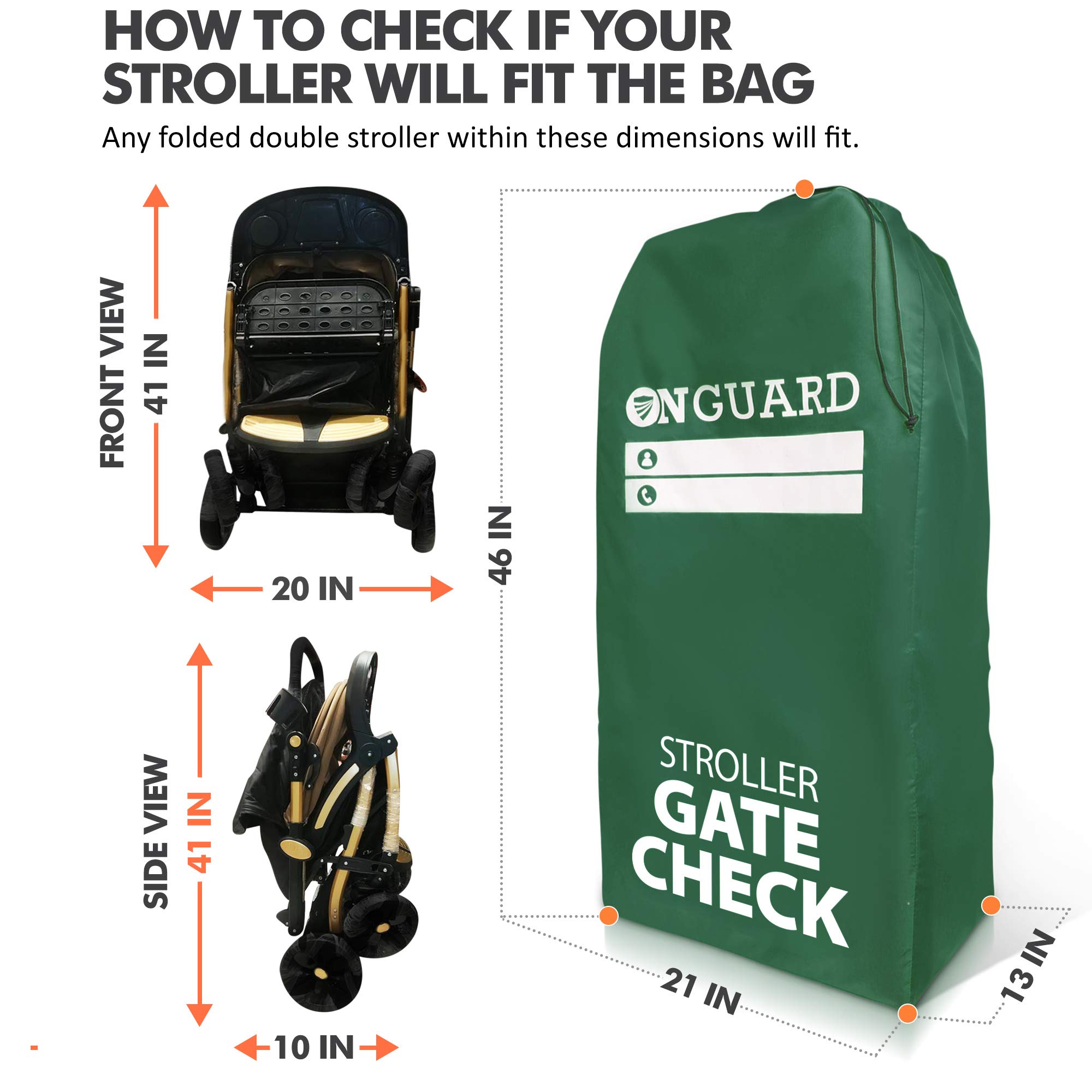 ONGUARD Waterproof Single and Double Stroller Bag for Airplane - Travel Stroller Cover for Air Travel and Storage - Gate Check Bag Backpack- Baby Airplane Essentials - Green