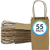 Reli. Small Gift Bags with Handles (55 Pack)(3.5x2.4x6.25") | Brown Paper Gift Bags with Handles, Kraft Paper | Multi-Purpose for Shopping, Retail, Gifts, Takeout, DIY Party Favors