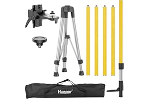 Huepar 12 Ft./3.7M Professional Laser Level Pole with Tripod and 1/4-Inch by 20-Inch Laser Mount for Rotary and Line Lasers, Adjustable Telescoping Laser Pole with 5/8"-11 Threaded Adapter-LP36A