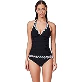 Profile by Gottex Tricolore Halter Tankini Top - Built-in Soft Cups, Adjustable Tie, Front Lining, Bottom Sold Separately