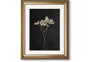 ARPEOTCY Vintage Gold Framed Wall Art, Retro Dark Dried Wildflower Paintings, Canvas Prints Artwork with Antique Frame, Victorian Wall Picture Decor for Room Gallery Living Room, 13x16 inch