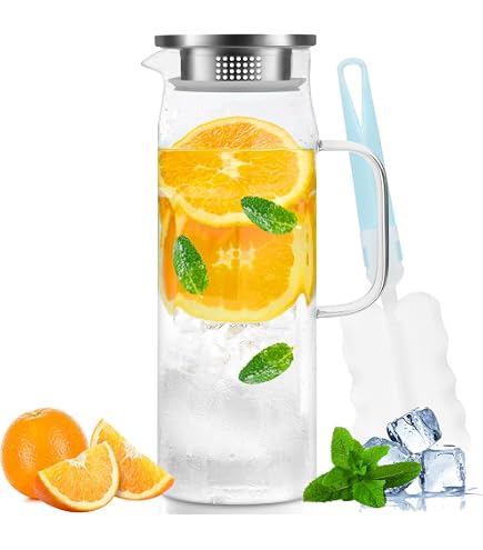 Lot de 2 couvercles de pichet d'eau en verre et acier inoxydable, couvercle de carafe en acier inoxydable, couvercle de pichet en verre, couvercle de pichet de boisson en métal, couvercle de