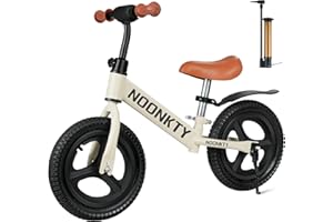 NOONKTY Toddler Balance Bike 2 Year Old,Age 24 Months to 5 Years Old,12 Inch Toddler Bike,No Pedal Beginner Kids Bicycle,Rubber Inflatable Tires,Adjustable Seat,Durable Frame,Gift Bike for 2-5 Boys Girls