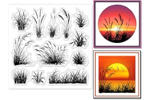 GLOBLELAND Grass Silhouette Clear Stamps for DIY Scrapbooking Plants Silicone Stamp Seals Transparent Stamps for Cards Making Photo Album Journal Home Decoration 5.91×5.91inch